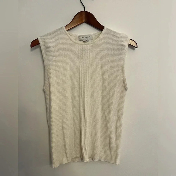 Vintage Tank top Ailes de  la mode cream white size large - Picture 5 of 6
